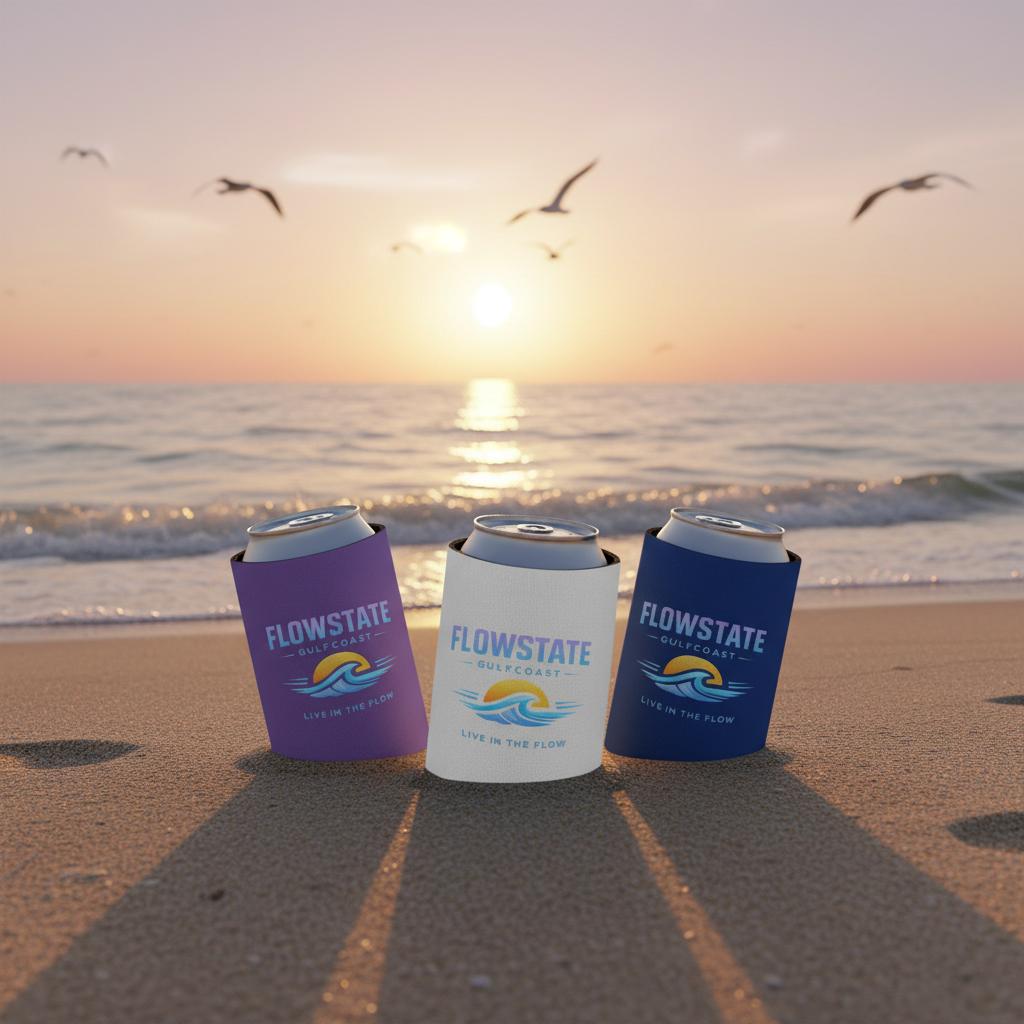 Can Coolers Standing on Beach at Sunset